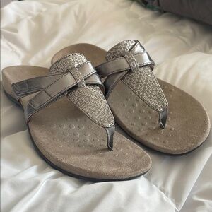 Vionic Silver Sandals with Ergonomic Footbed